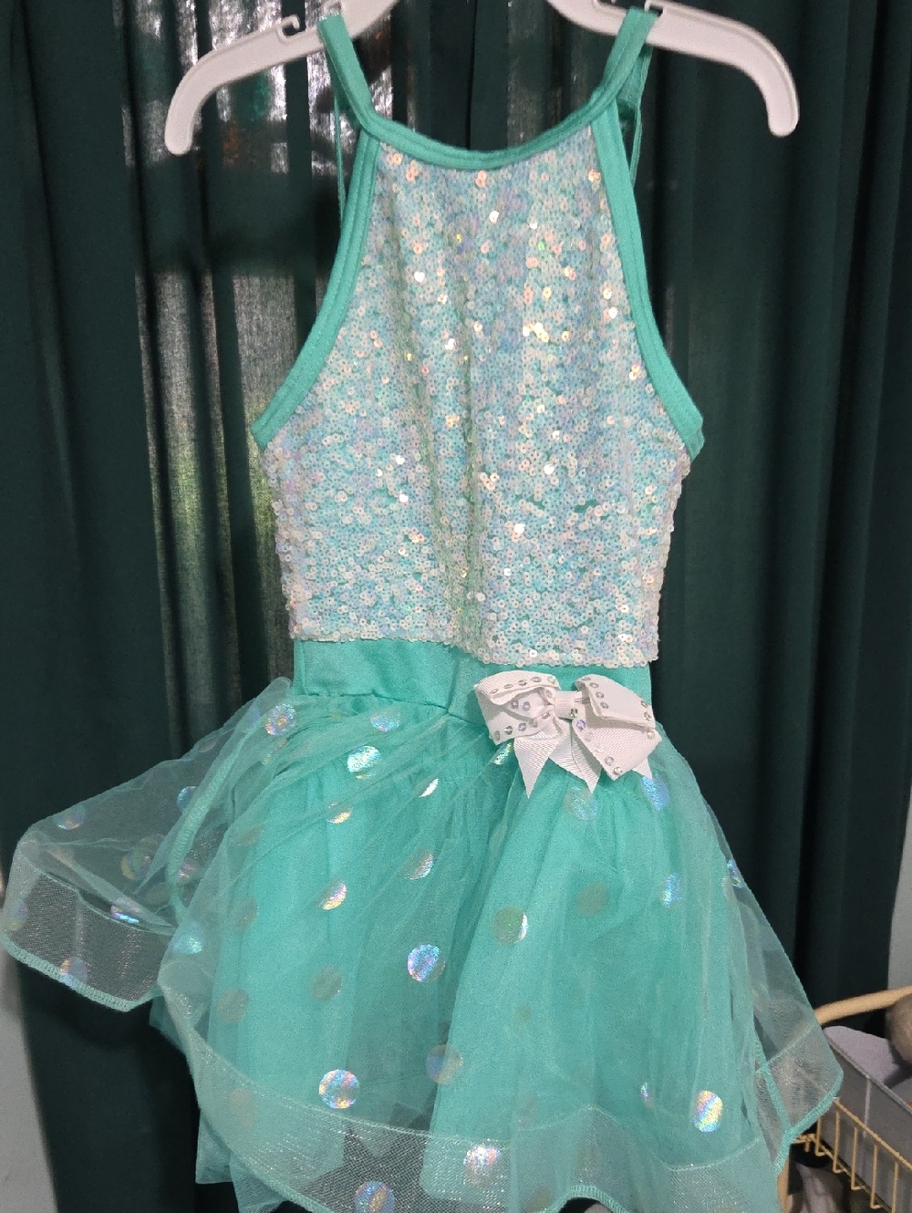 Weissman Teal Sequin Bodice Dance Tutu with Bow